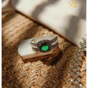 American Diamond Ring - Emerald