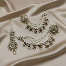 Ruhani Pearl Earrings With Maang Tikka Set