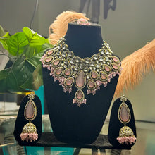 Noorani Polki Bridal Choker Set- Baby Pink