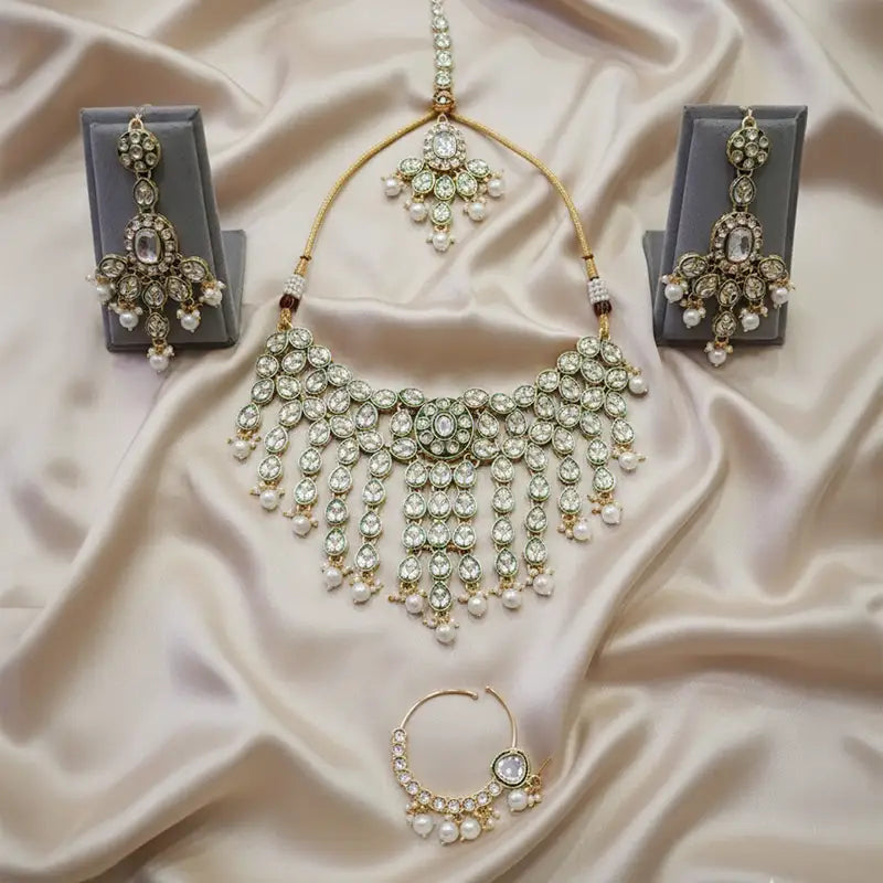 Eliana Kundan pearl Bridal choker necklace Set