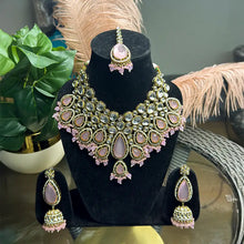 Noorani Polki Bridal Choker Set- Baby Pink