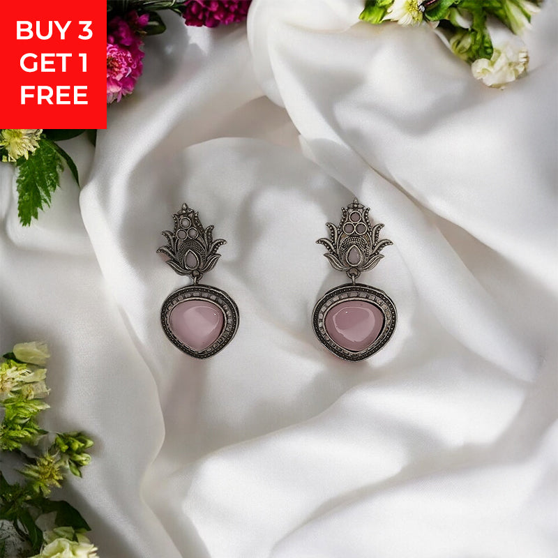 Fusion Silver Oxidised Drop Earrings