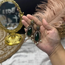 Tvasti Antique Bold Diamond Drop Stone Earrings