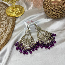 Akshara Royal Golden Floral Kundan Chandbali Earrings