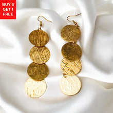 Gold plated round dangle earrings