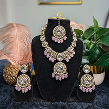 Nitya Kundan Semi- Bridal Set-Baby Pink