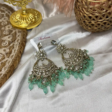 Akshara Royal Golden Floral Kundan Chandbali Earrings