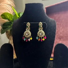 Nura Floral Kundan pearl necklace set- MultiColour