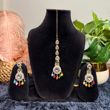 Nura Floral Kundan pearl necklace set- MultiColour