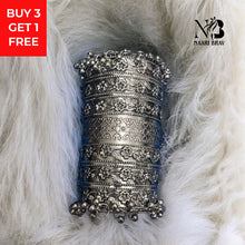 Radha Rhodium Plated Oxidized Brass Handcuff