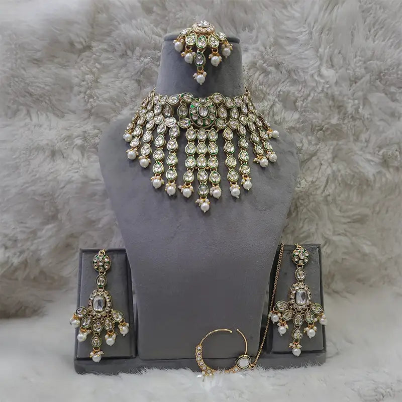 Eliana Kundan pearl Bridal choker necklace Set