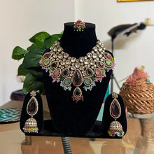 Noorani Polki Bridal Choker Set- Multicolour