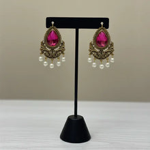 Dhwani Antique Gold Teardrop Stone Stud Earrings