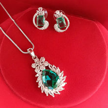 Brass Silver Green AD Pendant Set