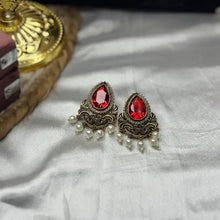 Dhwani Antique Gold Teardrop Stone Stud Earrings