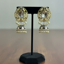 Aarvi Gold Kundan Jhumka Earrings