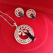 Floral American Diamond Stud Pendant set