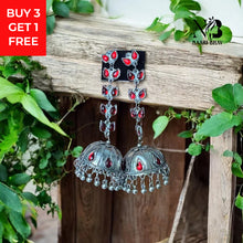 Pooja Silver Oxidised Earrings