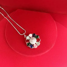Multicolor AD Flower Stud Pendant Set