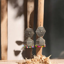 Hexa Charm Antique Jhumka Earrings
