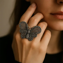 Butterfly Silver Oxidised Ring