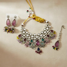 Noorani Polki Bridal Choker Set- Multicolour