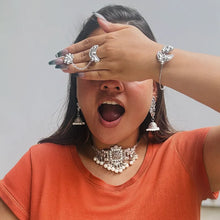 Urmi Silver Oxidised Choker Set