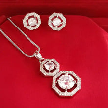 Solitaire AD Silver Plated Pendant set