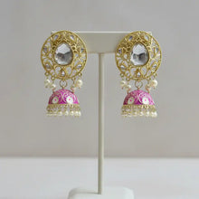 Aarvi Gold Kundan Jhumka Earrings