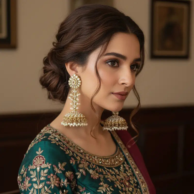 Ritika Royal Gold Kundan Earrings