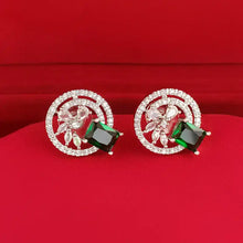 Floral American Diamond Stud Pendant set