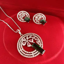 Floral American Diamond Stud Pendant set