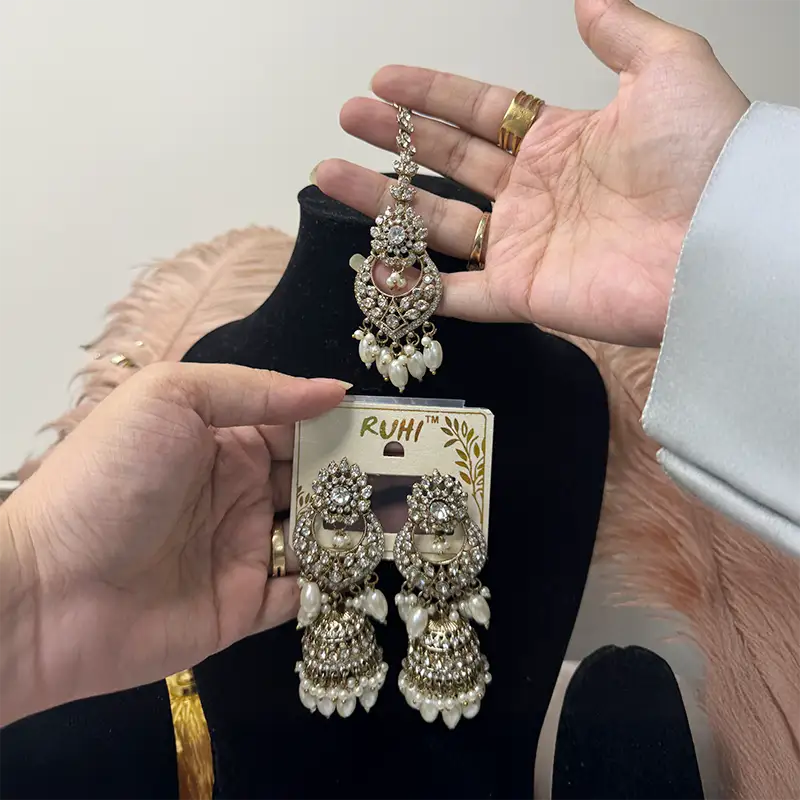 Ruhi Kundan Jhumka MaangTikka Set
