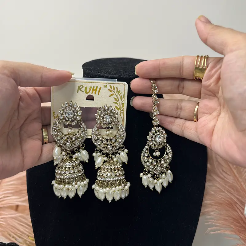 Ruhi Kundan Jhumka MaangTikka Set