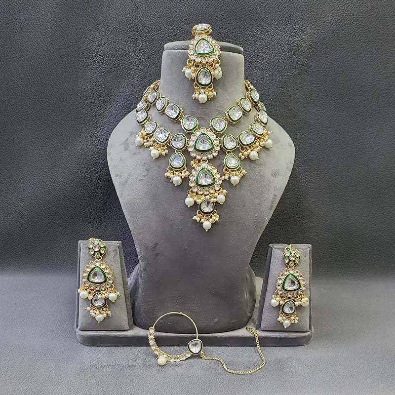 Mehar Green Kundan Bridal Necklace Set