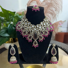 Noorani Polki Bridal Choker Set- Dark Pink