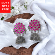 Trapon Silver Oxidised Jhumka Earrings