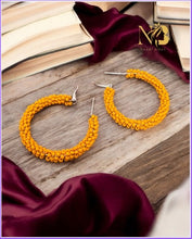 Mustard Beaded Hoop Earrings