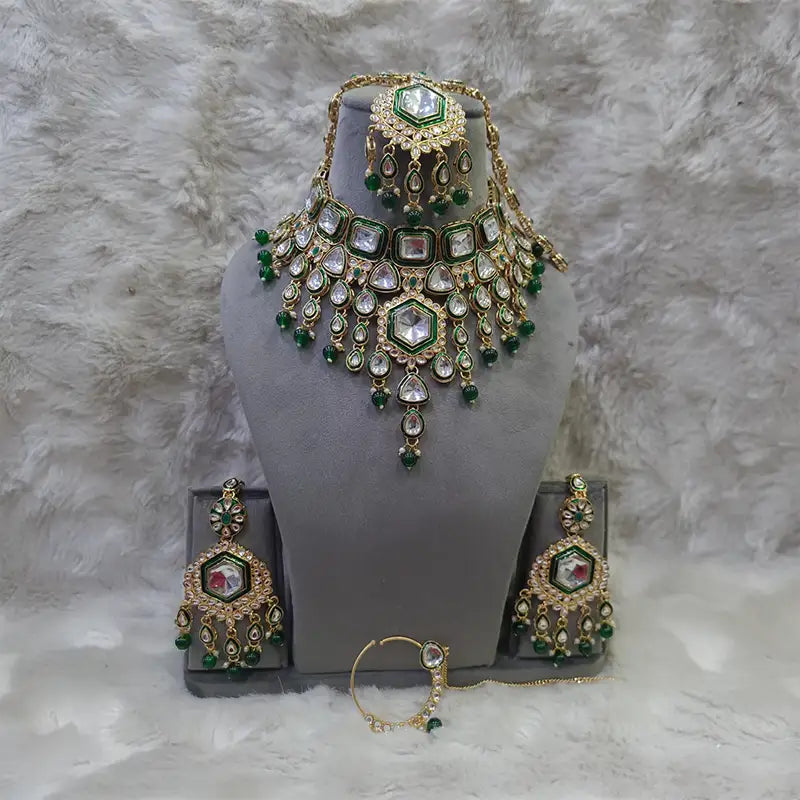 Naira Emerald Green Kundan Bridal Necklace Set