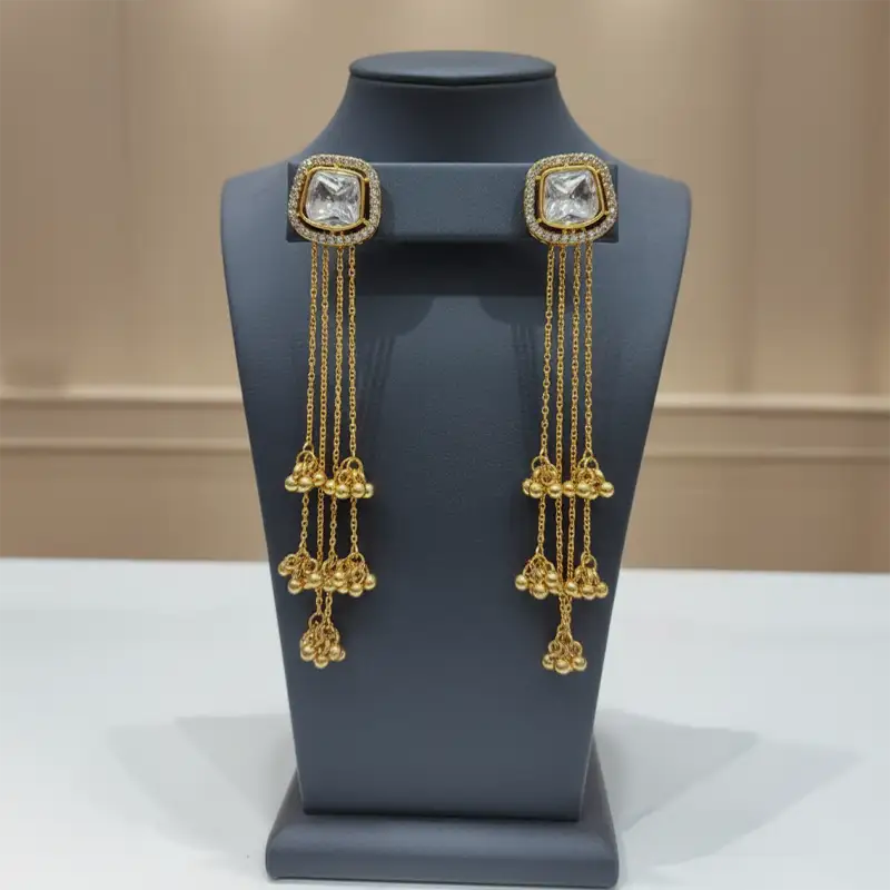 Diya Kashmiri Polki Ghungroo Earrings