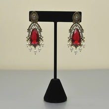 Tvasti Antique Bold Diamond Drop Stone Earrings
