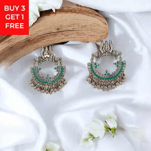 Shiva Trishul Oxidised silver earrings