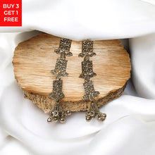 3-layered Silver Long Drop Earrings