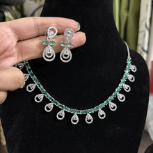 Parshvi Premium American Diamond NeckSet - Mint Green