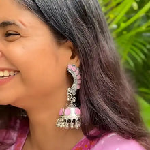 Peacock Oxidised Jhumka Earring