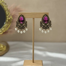 Dhwani Antique Gold Teardrop Stone Stud Earrings