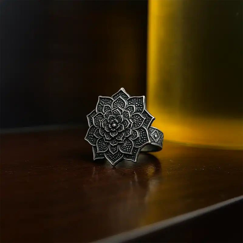 Kanika Black Silver oxidised ring