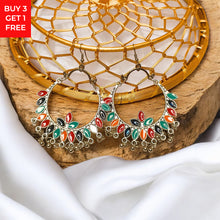 Multicolor Meena work oxidised earrings