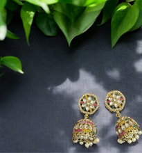 Elegant Gold-Plated Jhumkas with Pearls