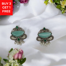 Oxidised monalisa pearl drop Earring